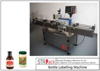 पीएलसी नियंत्रण 120 बीपीएम के साथ लंबवत स्वयं चिपकने वाला गोल बोतल लेबलिंग मशीन