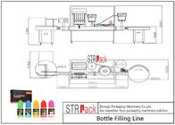 10ml-100ml ई-तरल बोतल भरने कैपिंग मशीन और पिस्टन पंप के साथ लेबलिंग पैकिंग लाइन