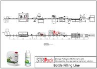 बोतल कैपिंग मशीन और डबल साइड लेबलिंग मशीन के साथ तरल बोतल भरने की रेखा